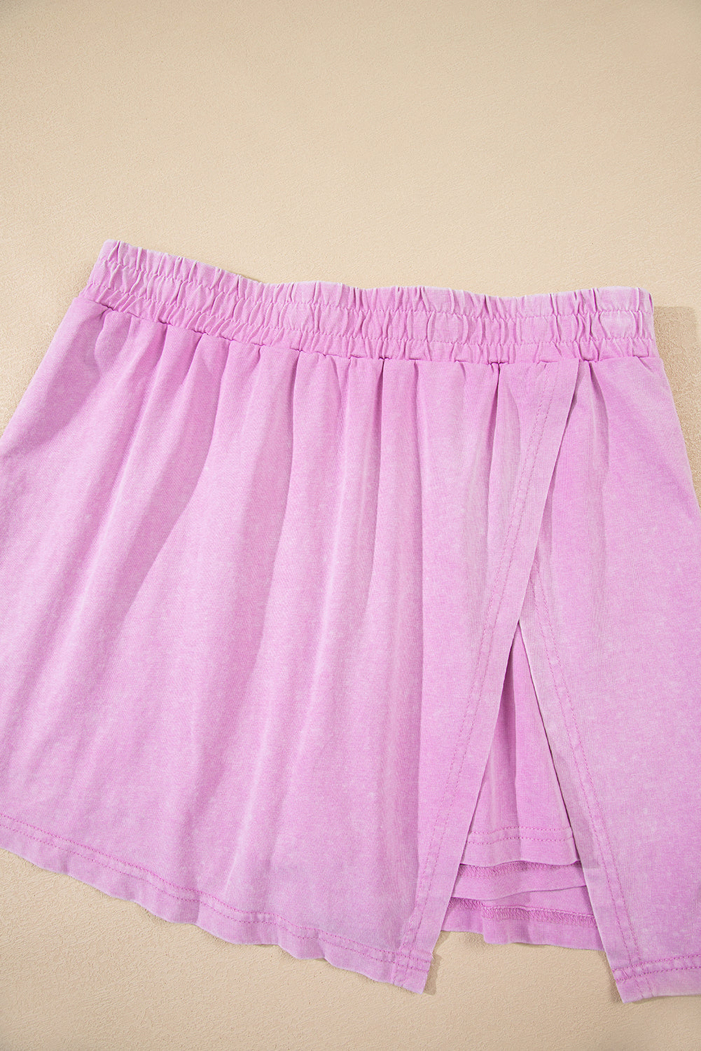 Light Pink Mineral Wash Sleeveless Top and Split Skort Set