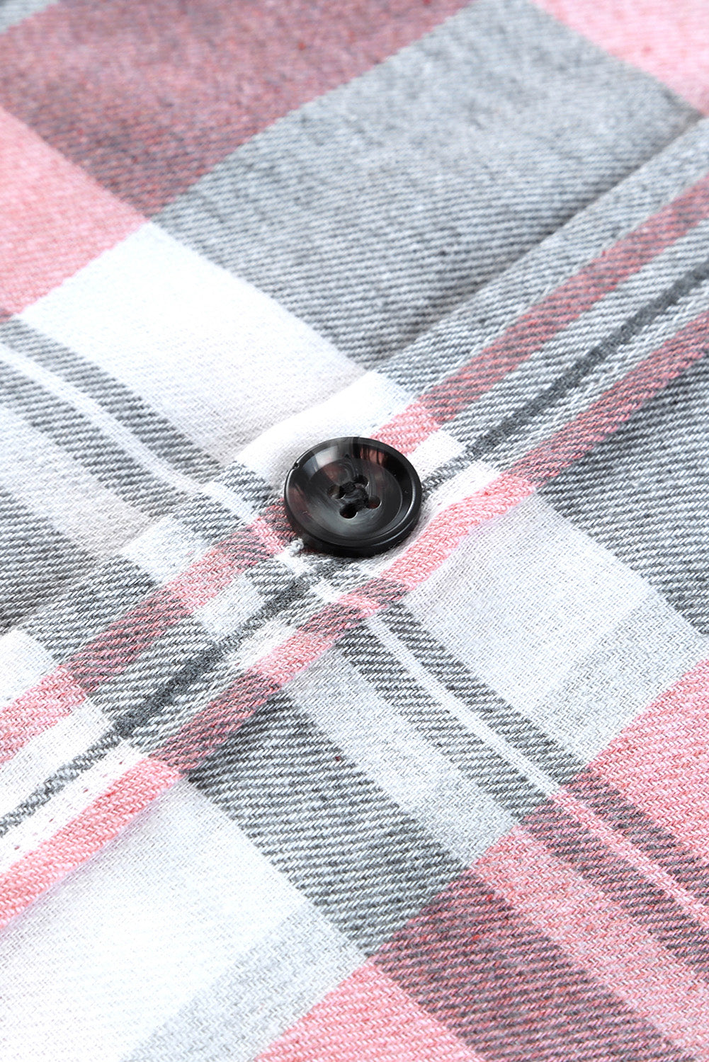 Pink Long Sleeve Collared Button Up Flannel Shacket