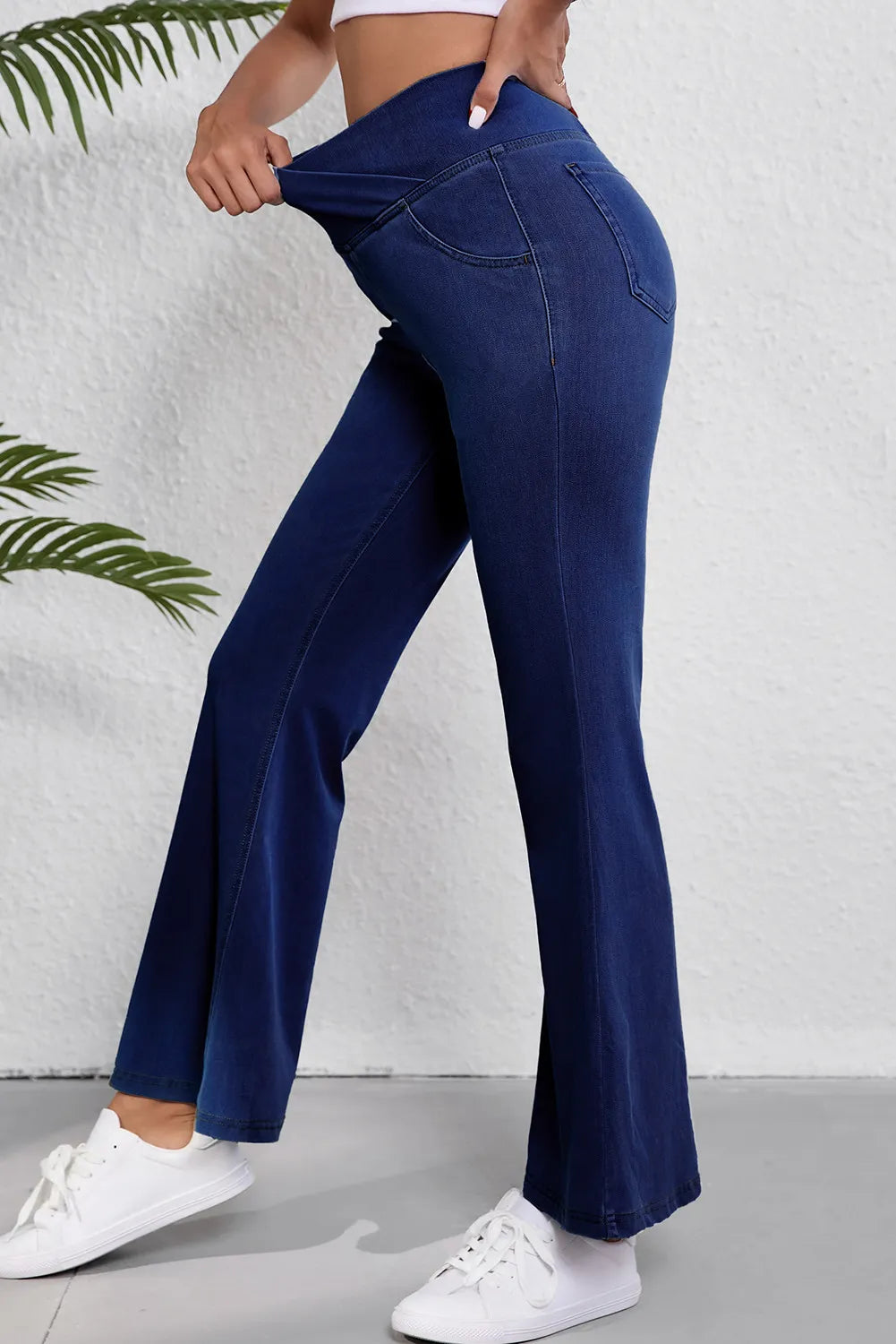 Asymmetric Waist Flare Jean Jeggings