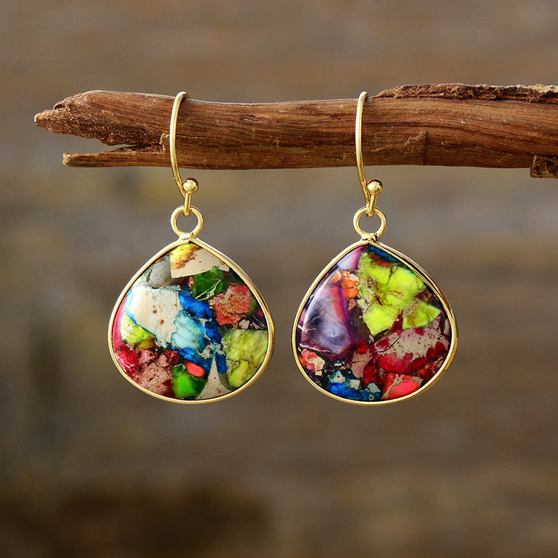 Gold-Plated Natural Stone Earrings 18K