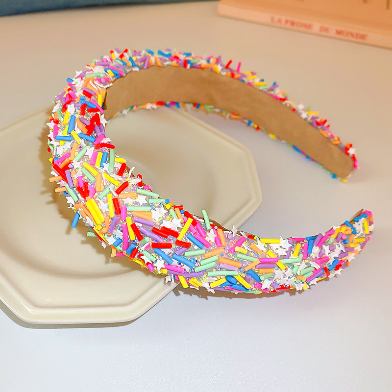 Colorful Sprinkles Acrylic Contrast Wide Headband