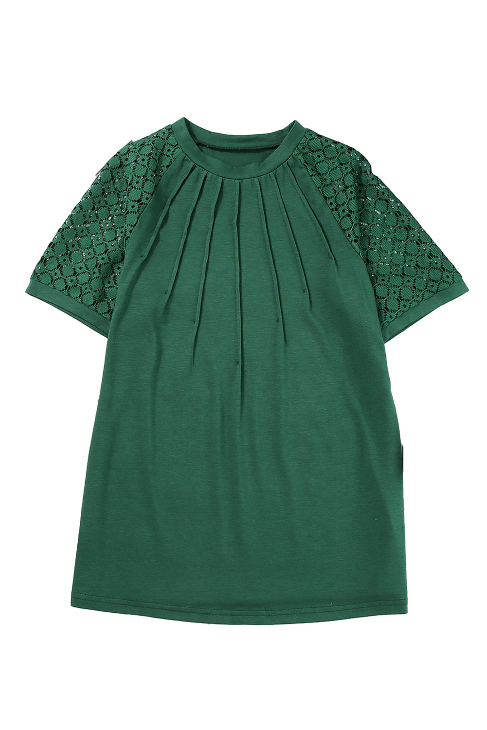 Black Seamed Detail Contrast Lace Raglan Sleeve Tee