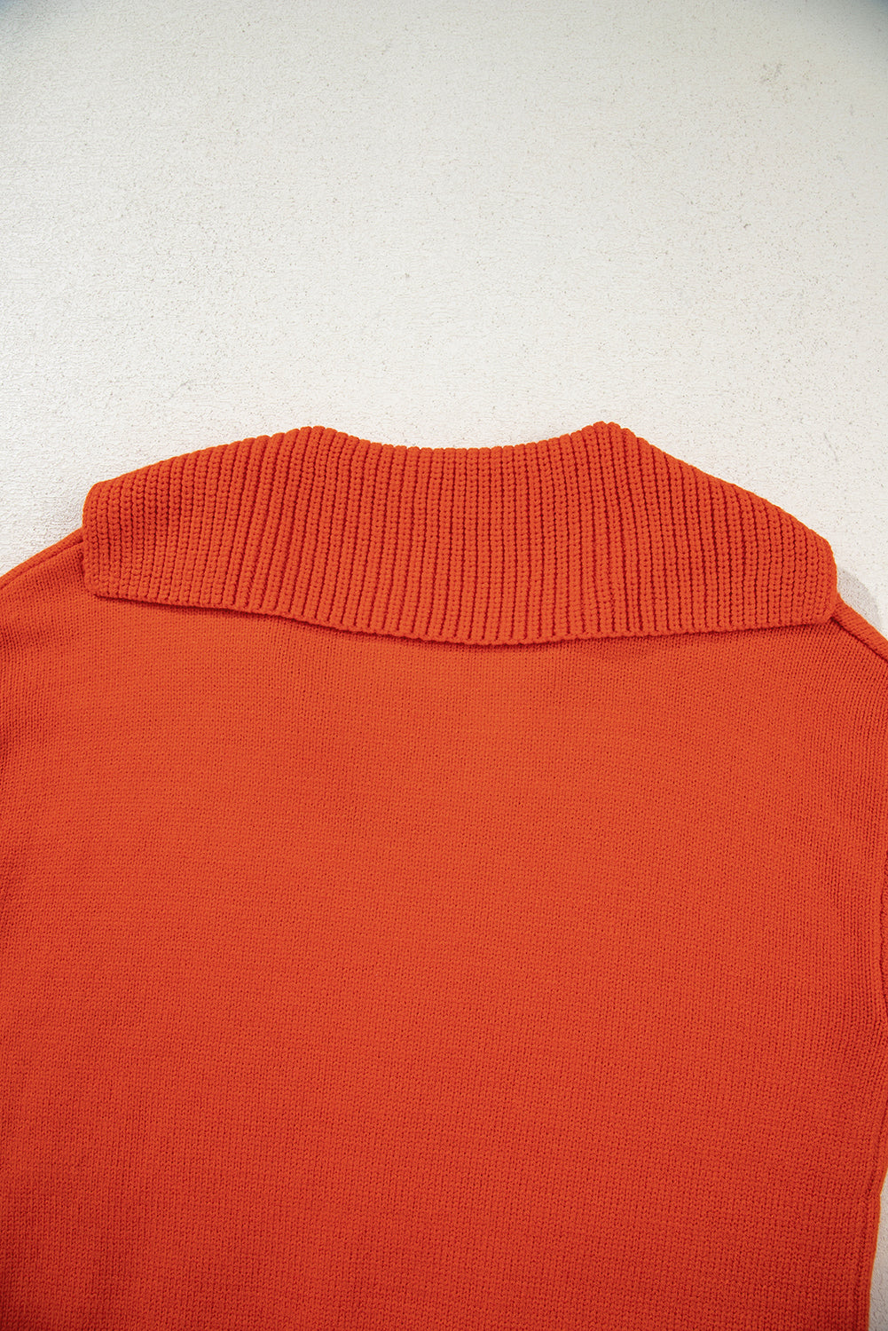 Chestnut Ribbed Edge Collared V Neck Loose Fit Sweater