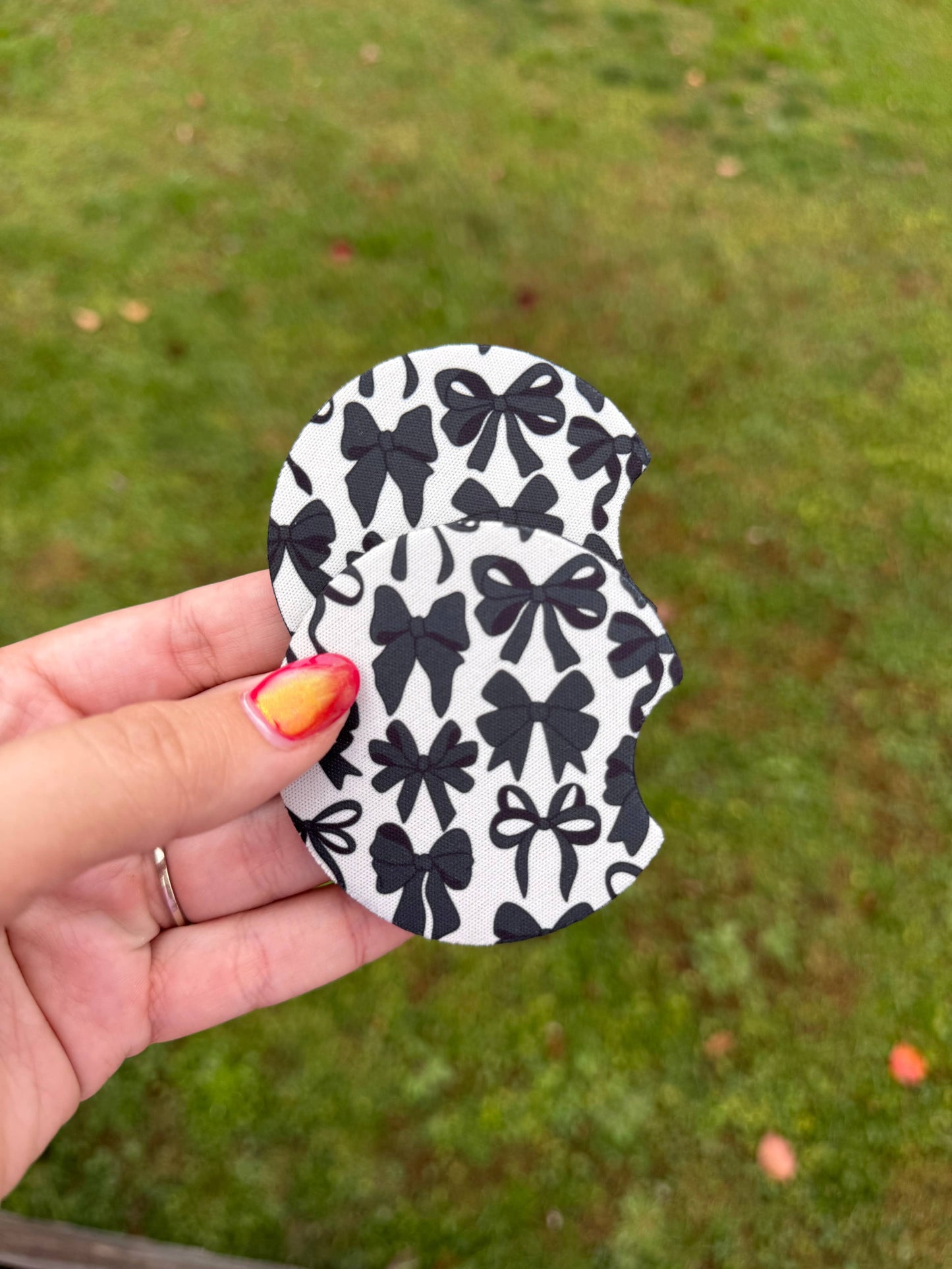 Black Bow Car Coaster Set