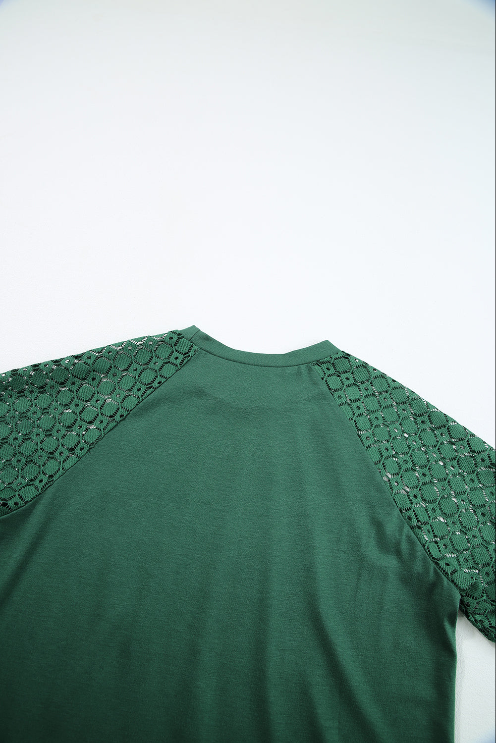 Black Seamed Detail Contrast Lace Raglan Sleeve Tee