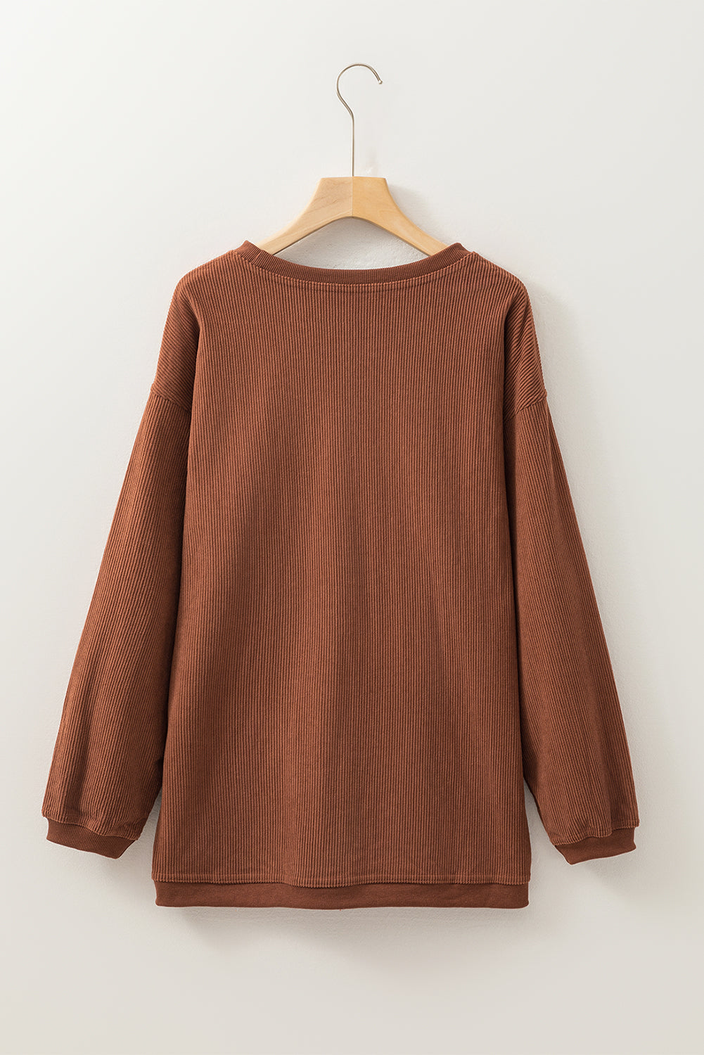 Festival Fuchsia Plain Drop Sleeve Crinkle Rib Oversized Sweatshirt