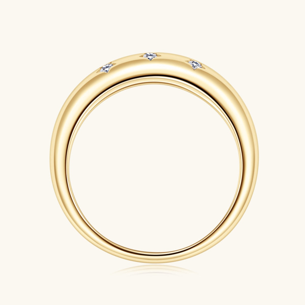 Sterling Silver 925 Inlaid Moissanite Star Ring