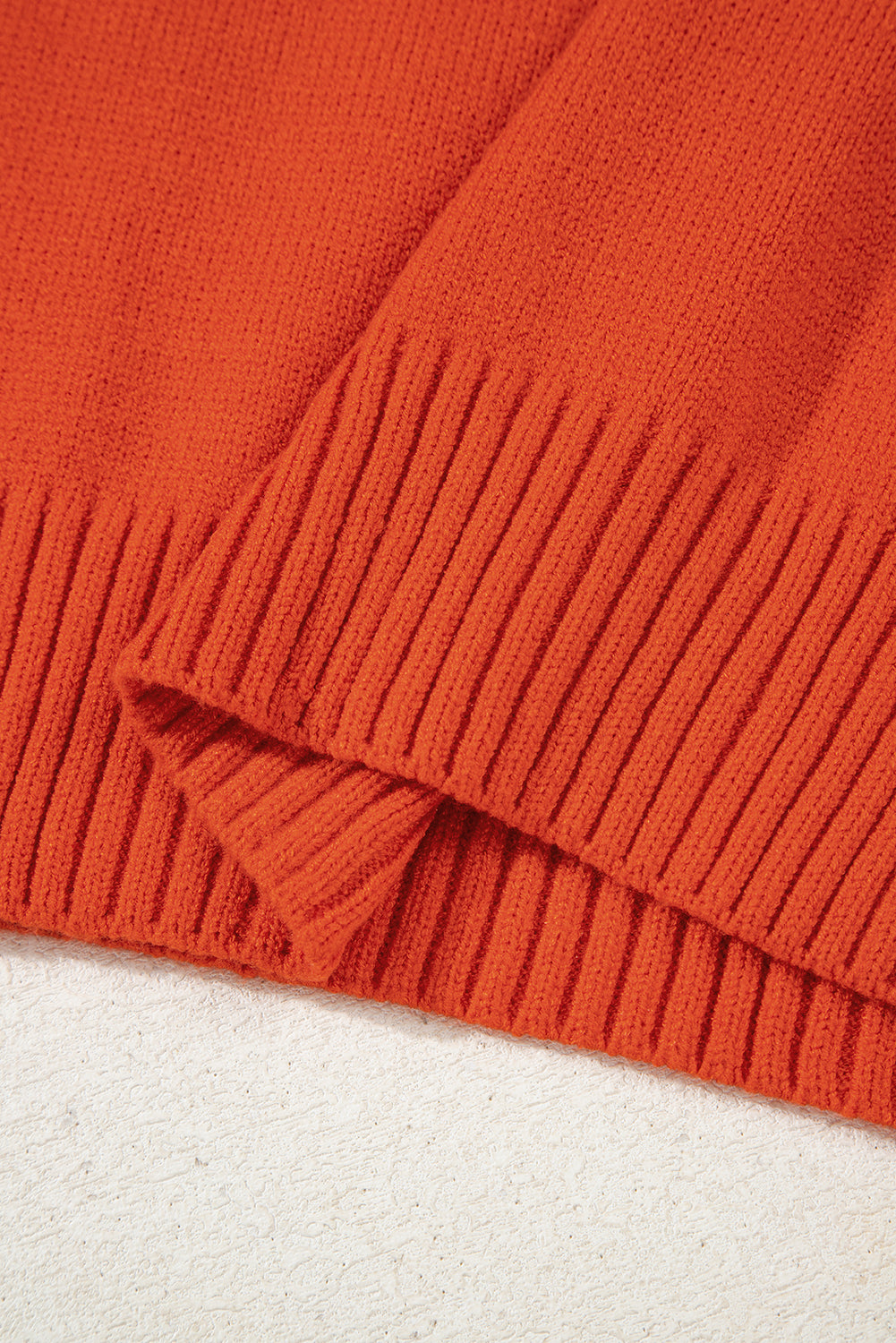 Chestnut Ribbed Edge Collared V Neck Loose Fit Sweater
