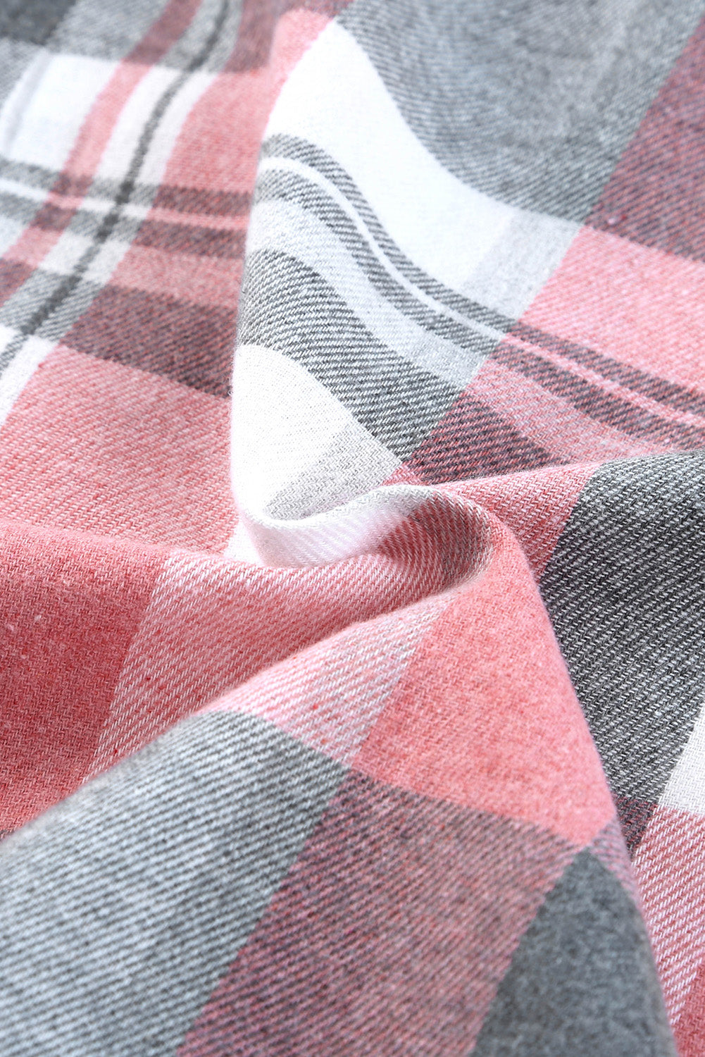 Pink Long Sleeve Collared Button Up Flannel Shacket