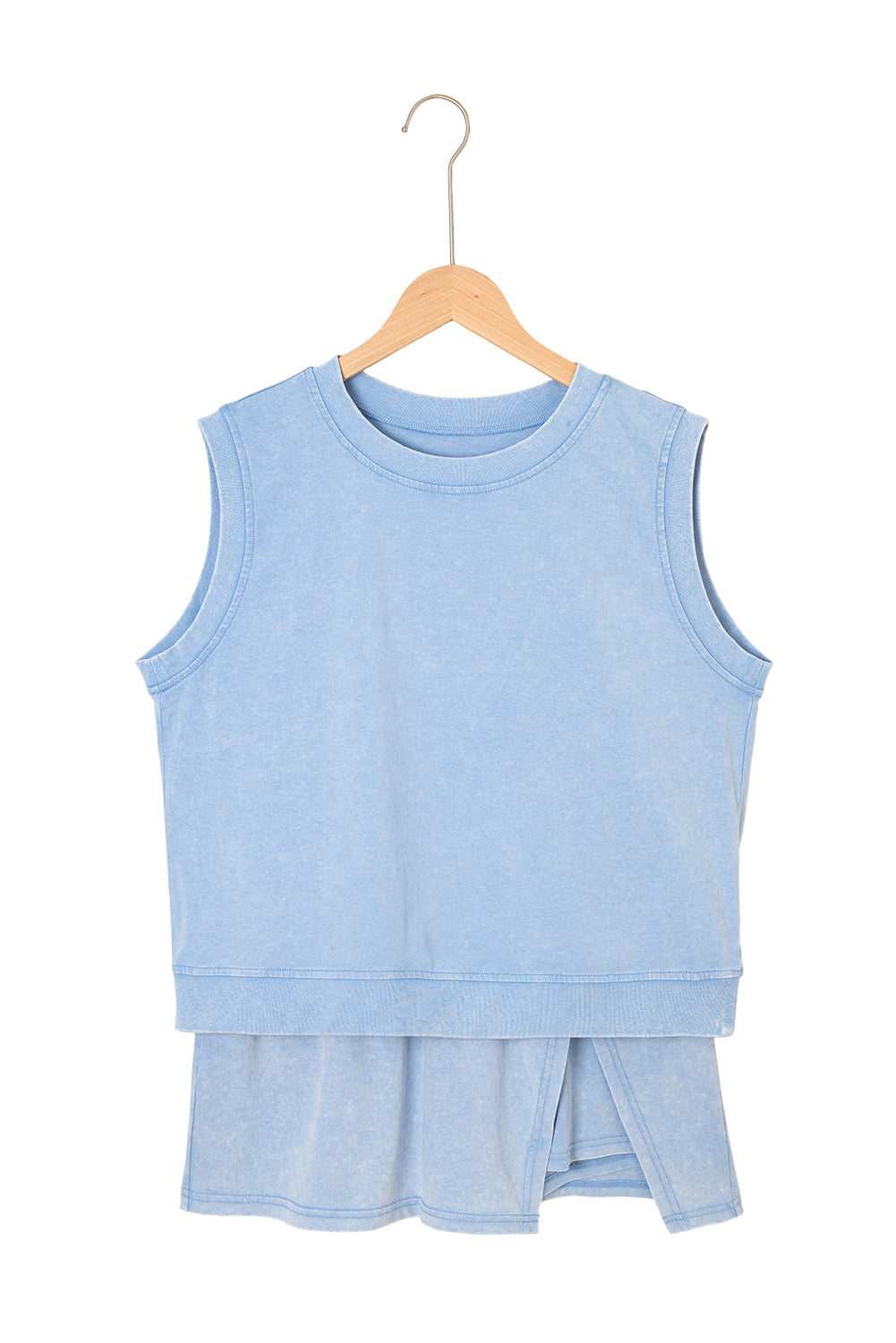 Light Pink Mineral Wash Sleeveless Top and Split Skort Set