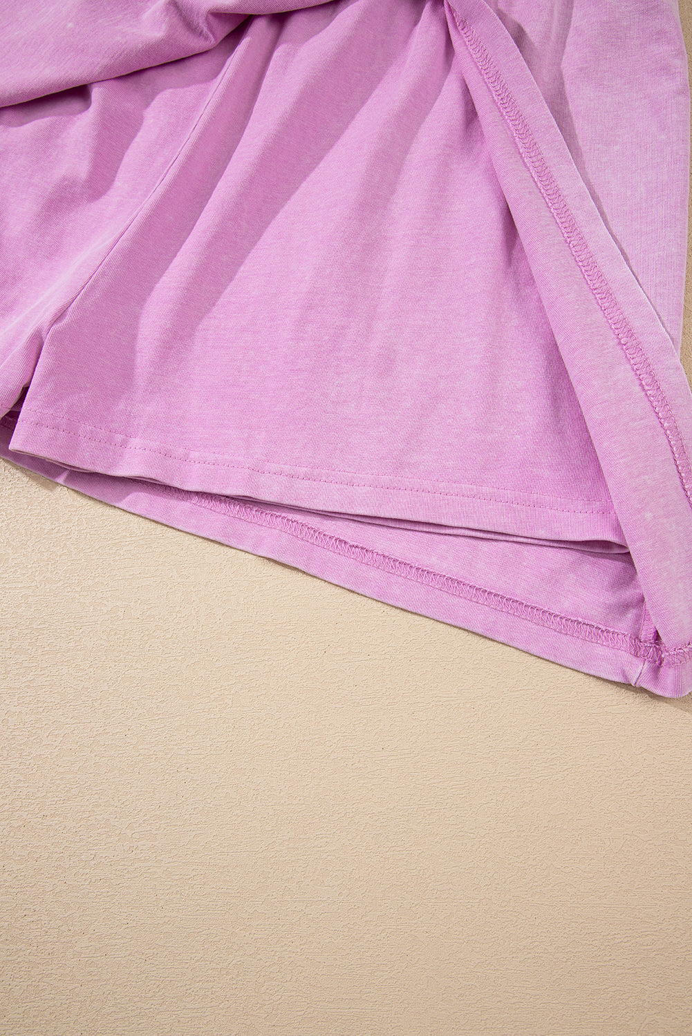 Light Pink Mineral Wash Sleeveless Top and Split Skort Set