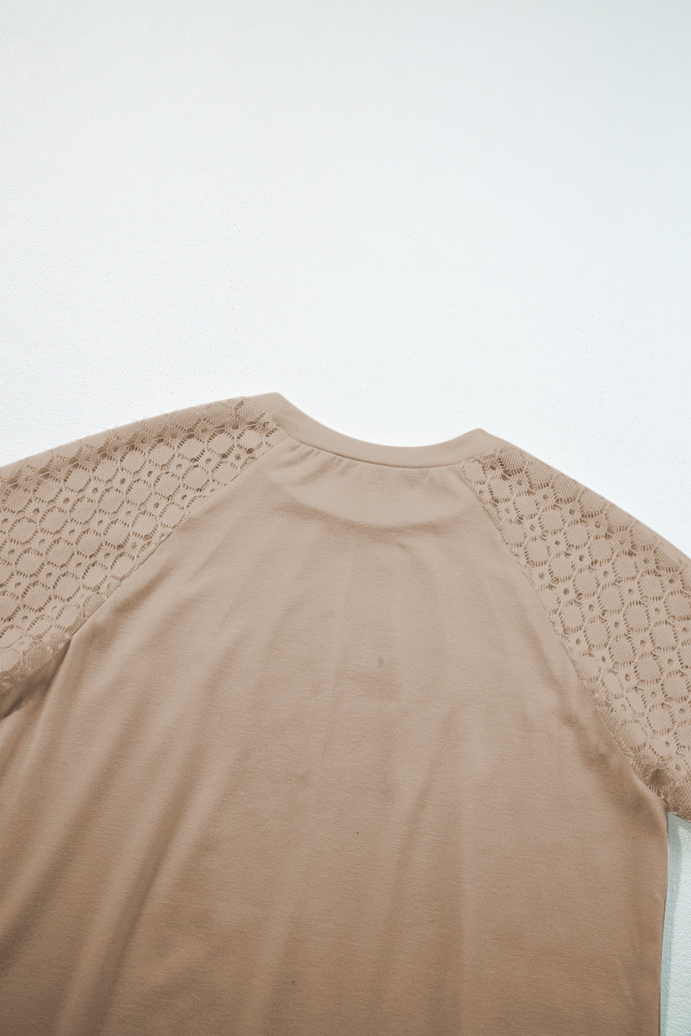 Black Seamed Detail Contrast Lace Raglan Sleeve Tee