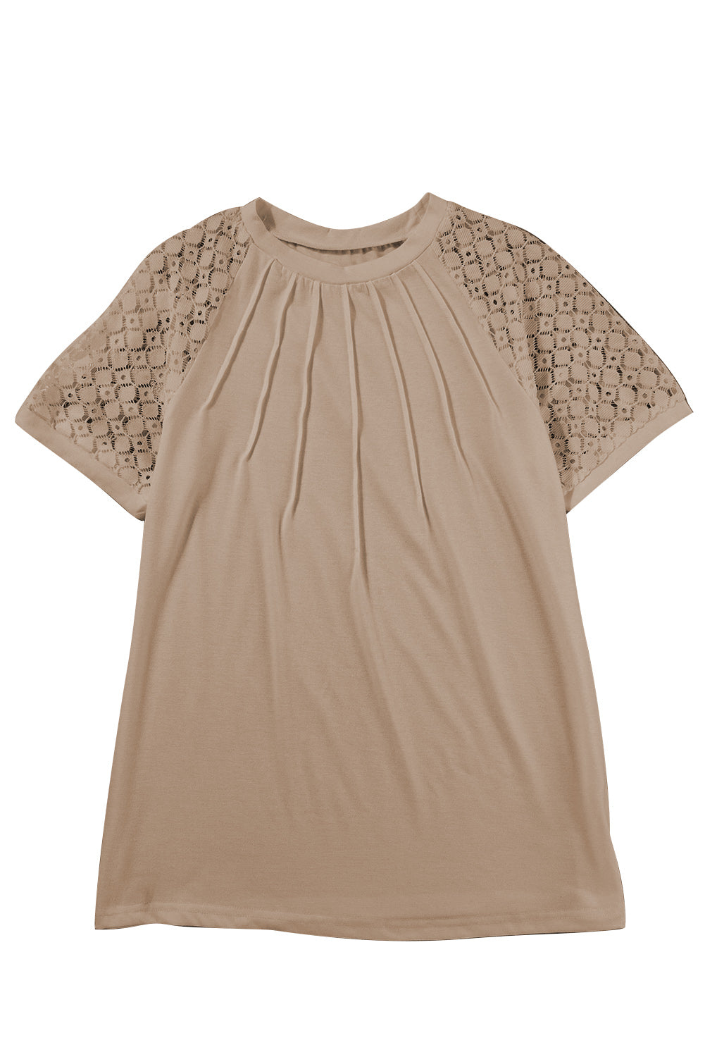 Black Seamed Detail Contrast Lace Raglan Sleeve Tee