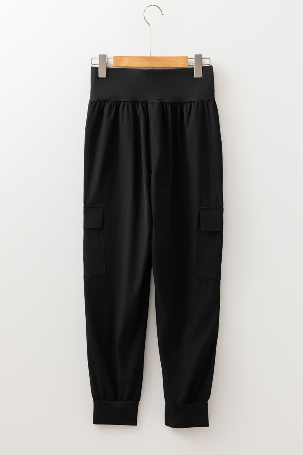 Medium Grey Elastic High Waist Pocketed Cargo Jogger Pants