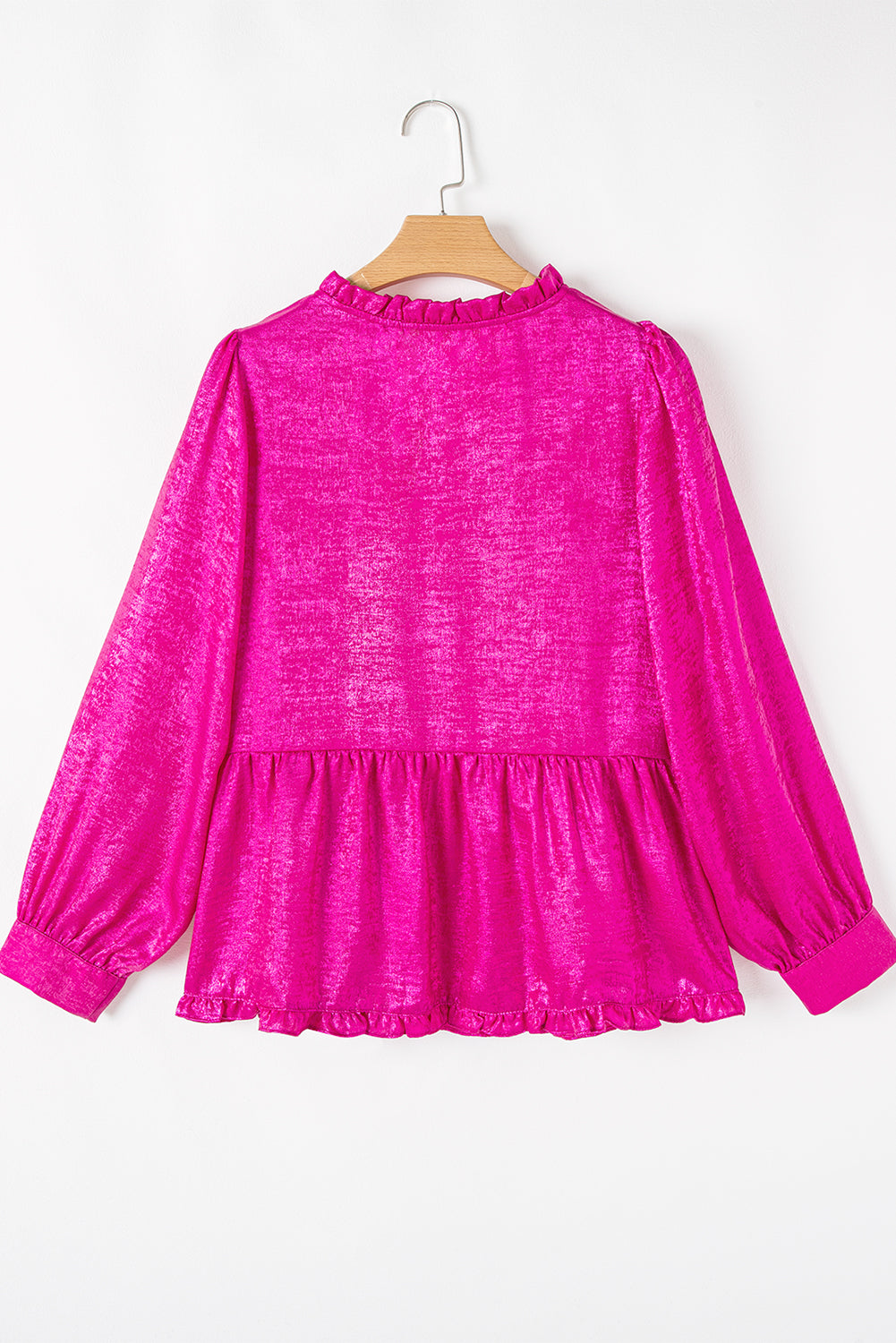 Black Velvet Frill V Neck Puff Sleeve Babydoll Blouse
