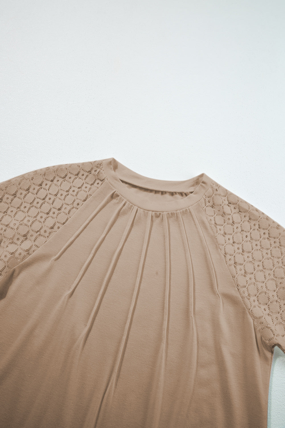 Black Seamed Detail Contrast Lace Raglan Sleeve Tee