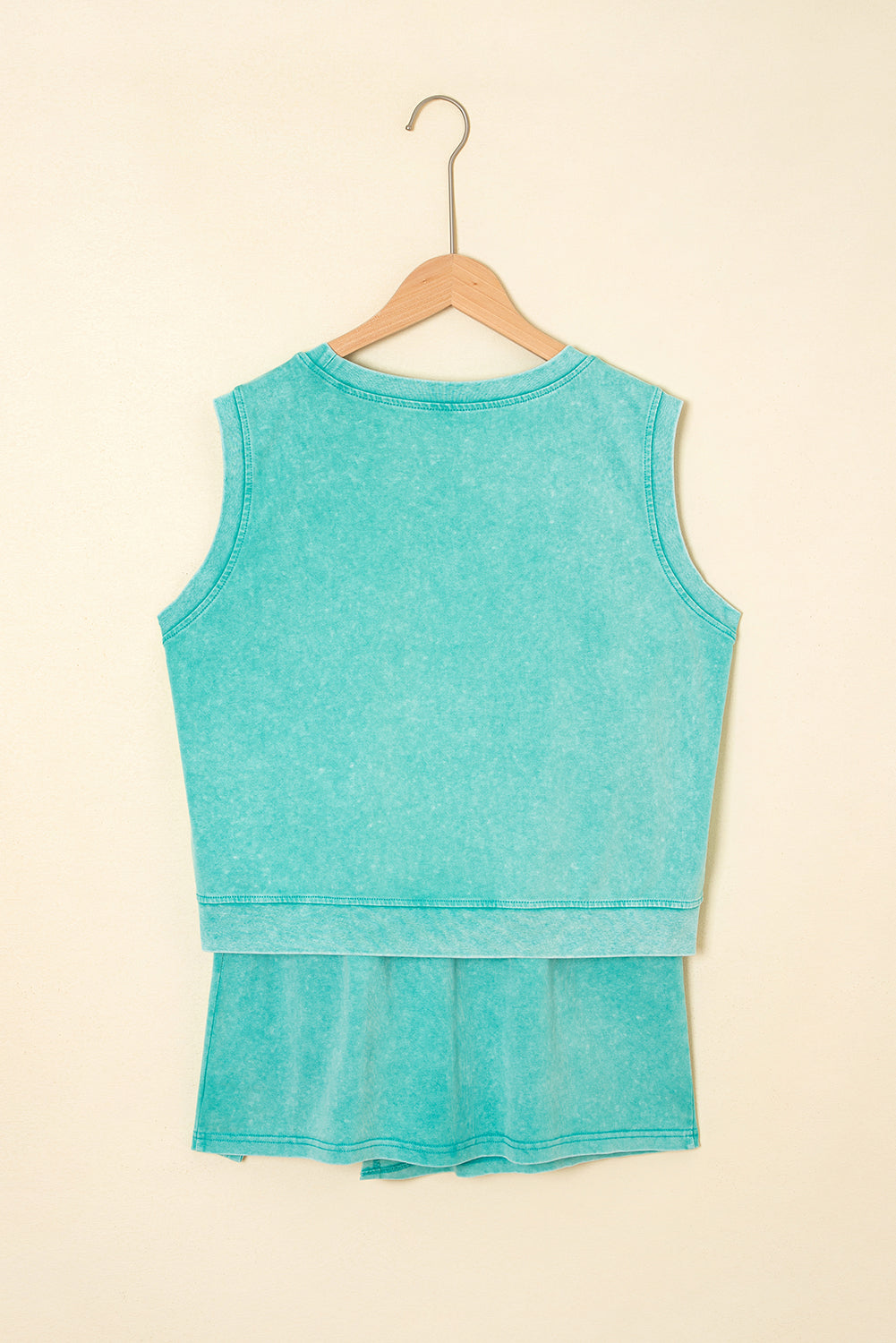 Light Pink Mineral Wash Sleeveless Top and Split Skort Set