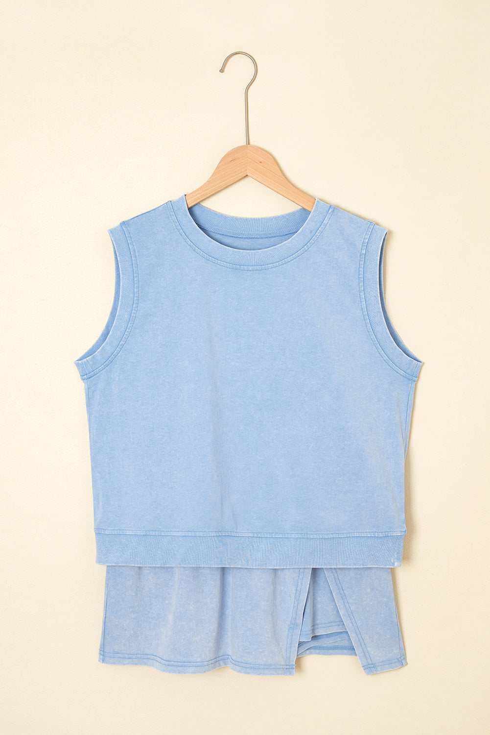 Light Pink Mineral Wash Sleeveless Top and Split Skort Set