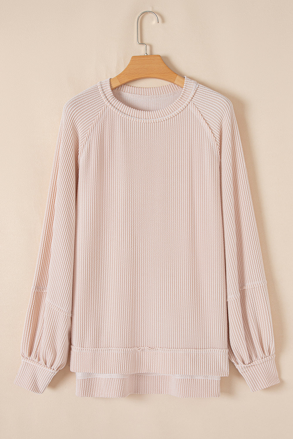 Dark Grey Corded Bishop Sleeve Pullover and Ruffle Mini Skirt Set