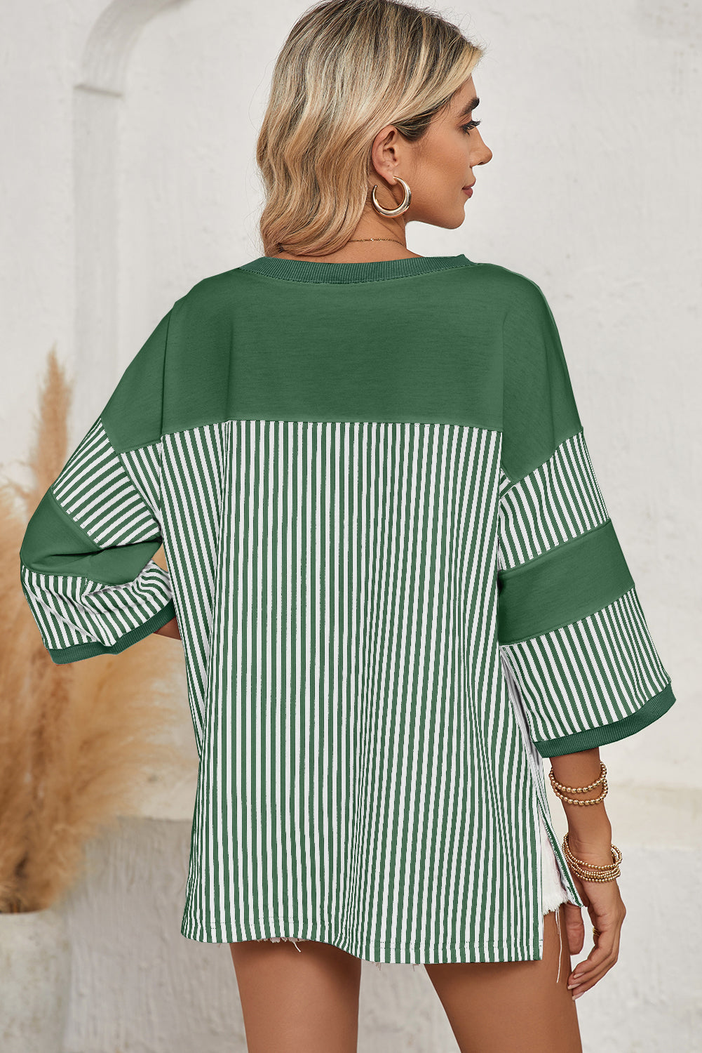 Phalaenopsis Striped Patchwork Oversized Tee