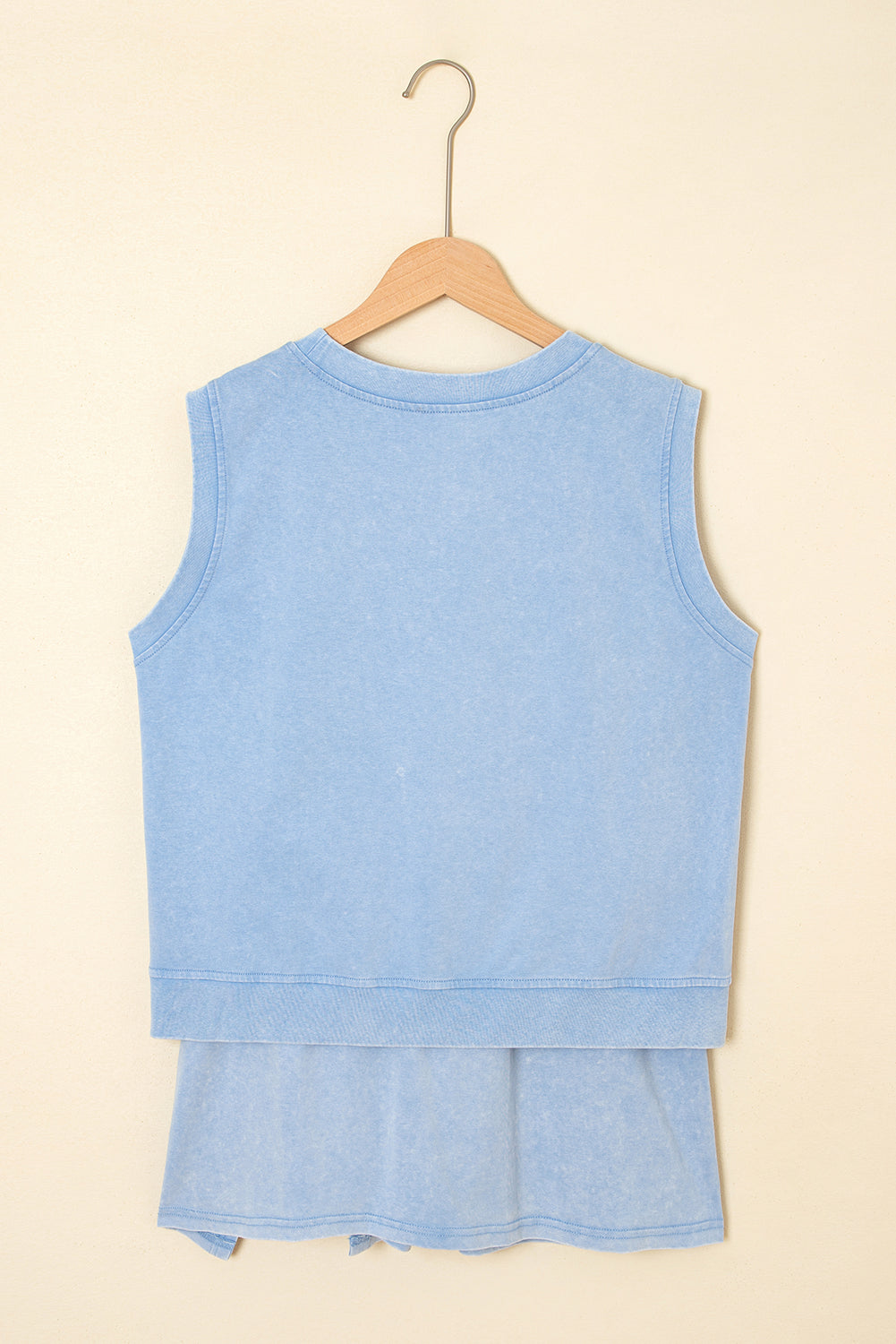 Light Pink Mineral Wash Sleeveless Top and Split Skort Set