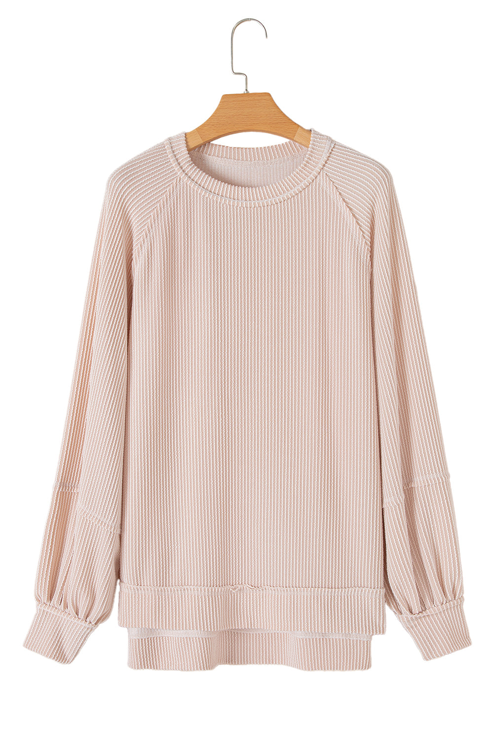 Dark Grey Corded Bishop Sleeve Pullover and Ruffle Mini Skirt Set
