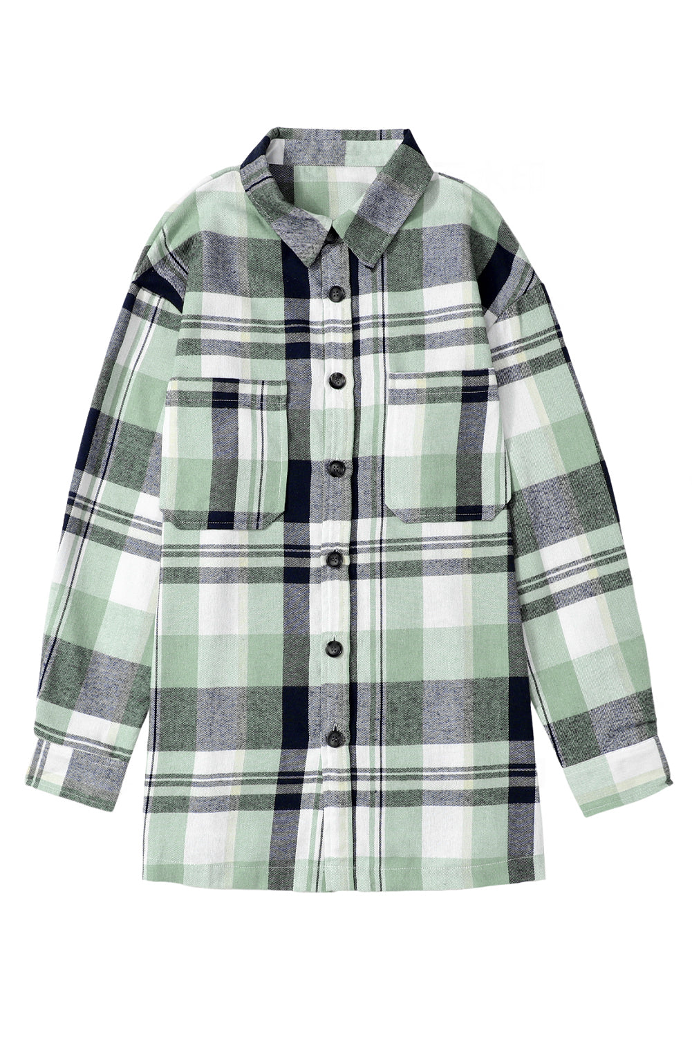 Pink Long Sleeve Collared Button Up Flannel Shacket