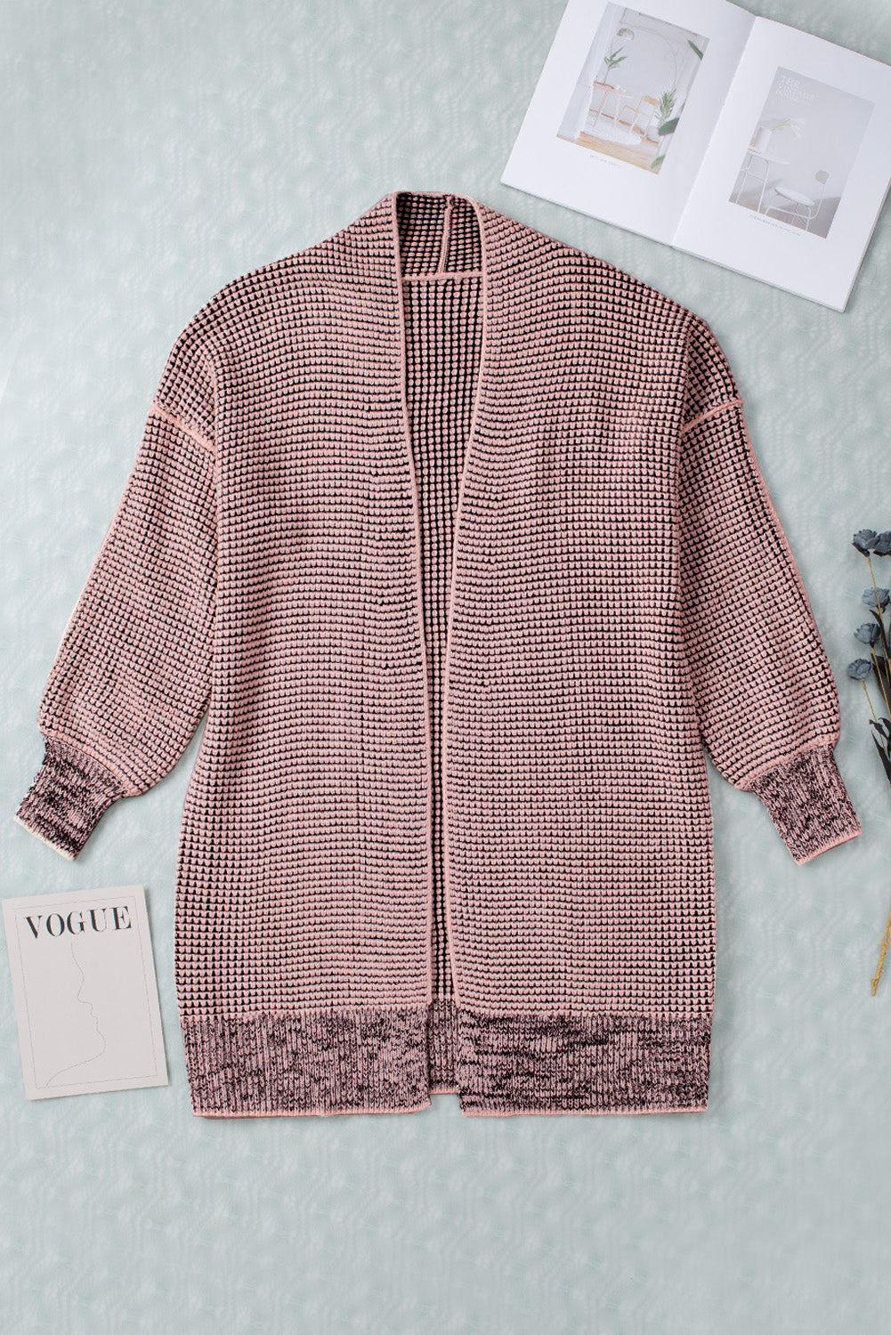 Plaid Contrast Trim Casual Knit Cardigan