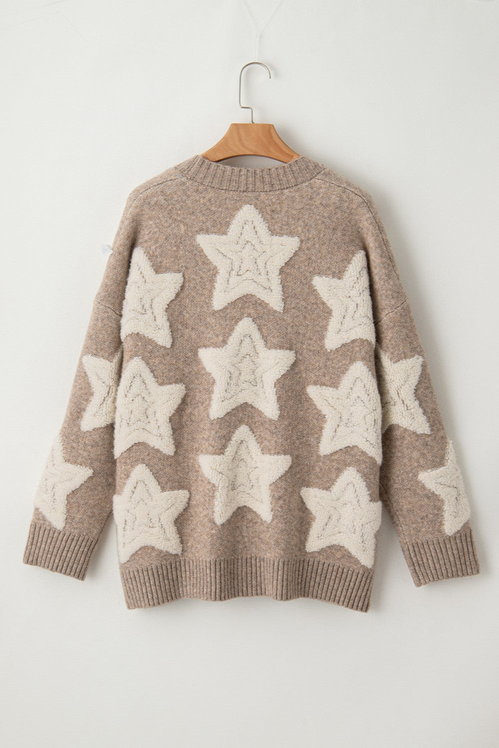 Star Beige Button Up Long Sleeve Cardigan
