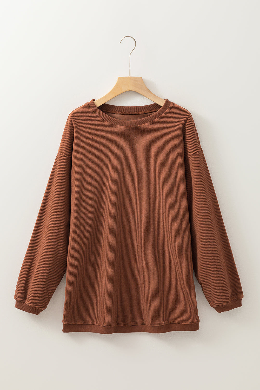 Festival Fuchsia Plain Drop Sleeve Crinkle Rib Oversized Sweatshirt
