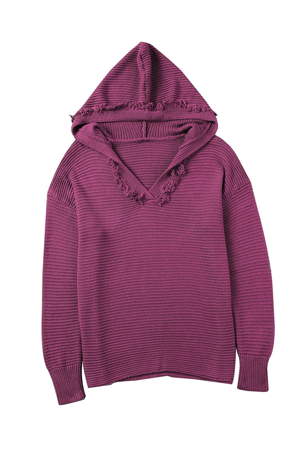 A Purple Split V Neck Pullover Hooded Sweater