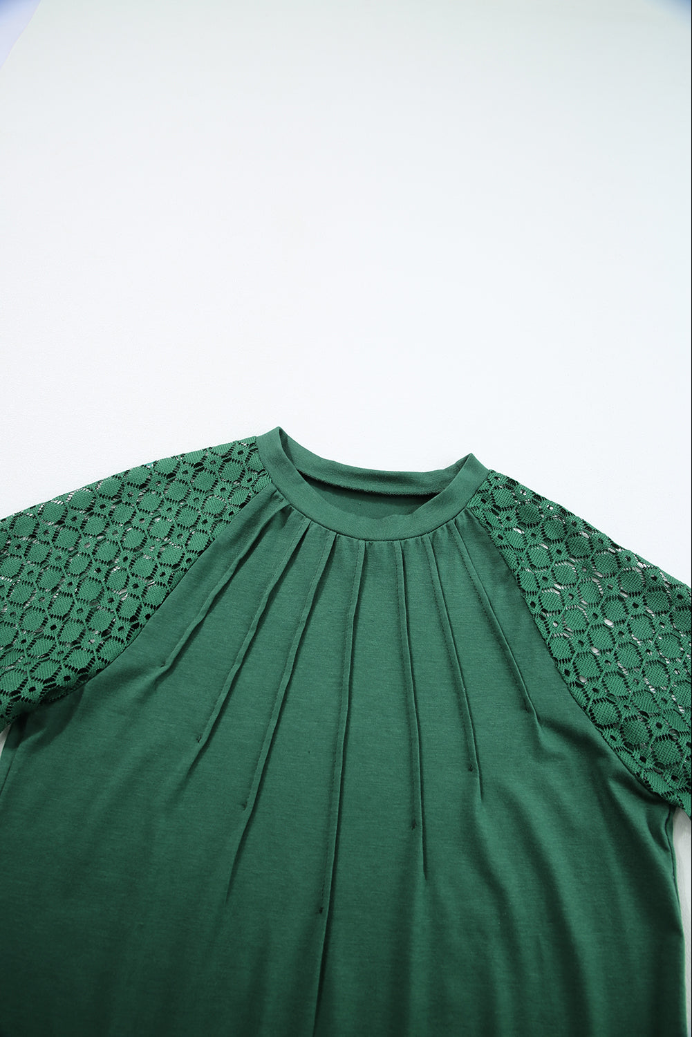 Black Seamed Detail Contrast Lace Raglan Sleeve Tee