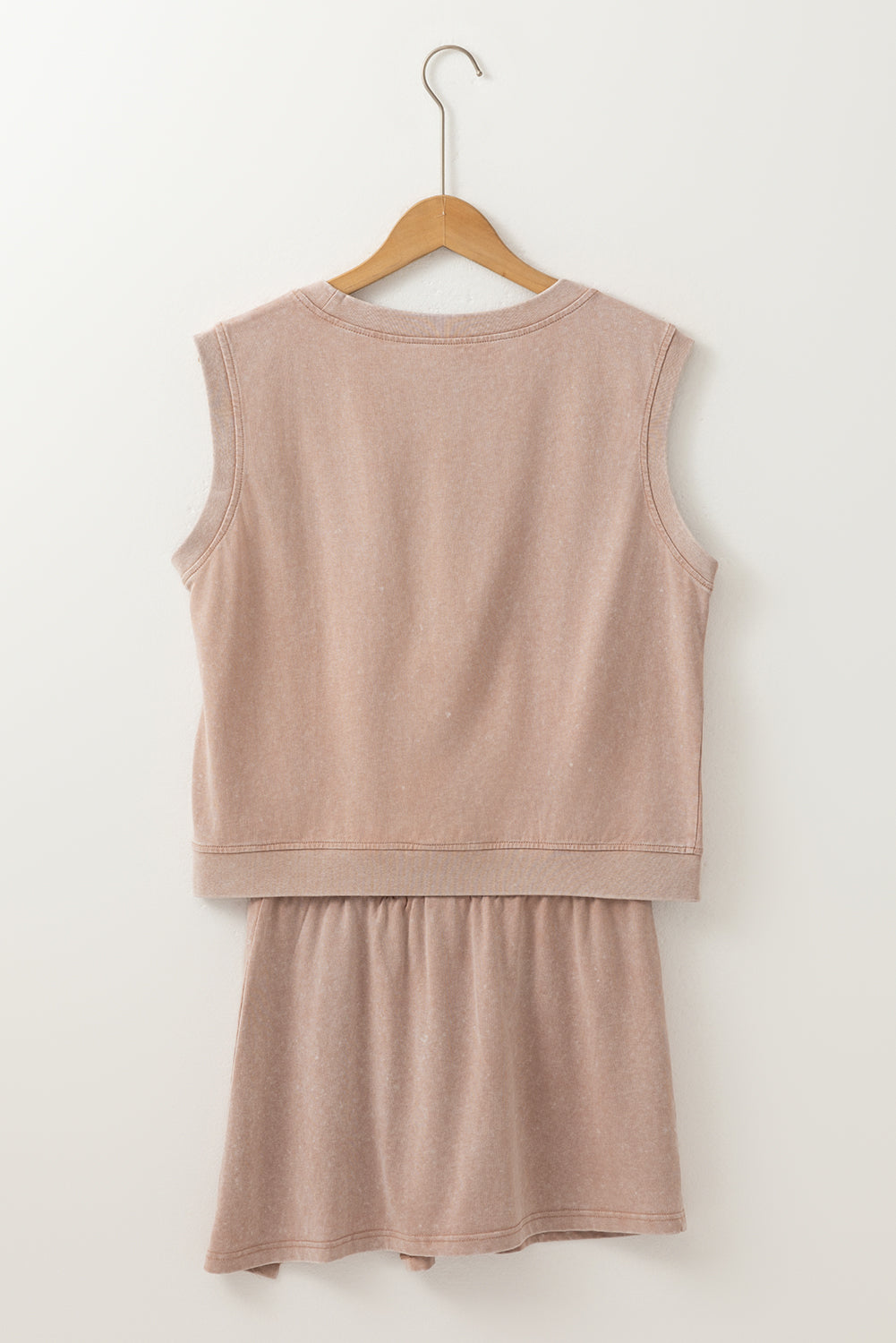 Light Pink Mineral Wash Sleeveless Top and Split Skort Set