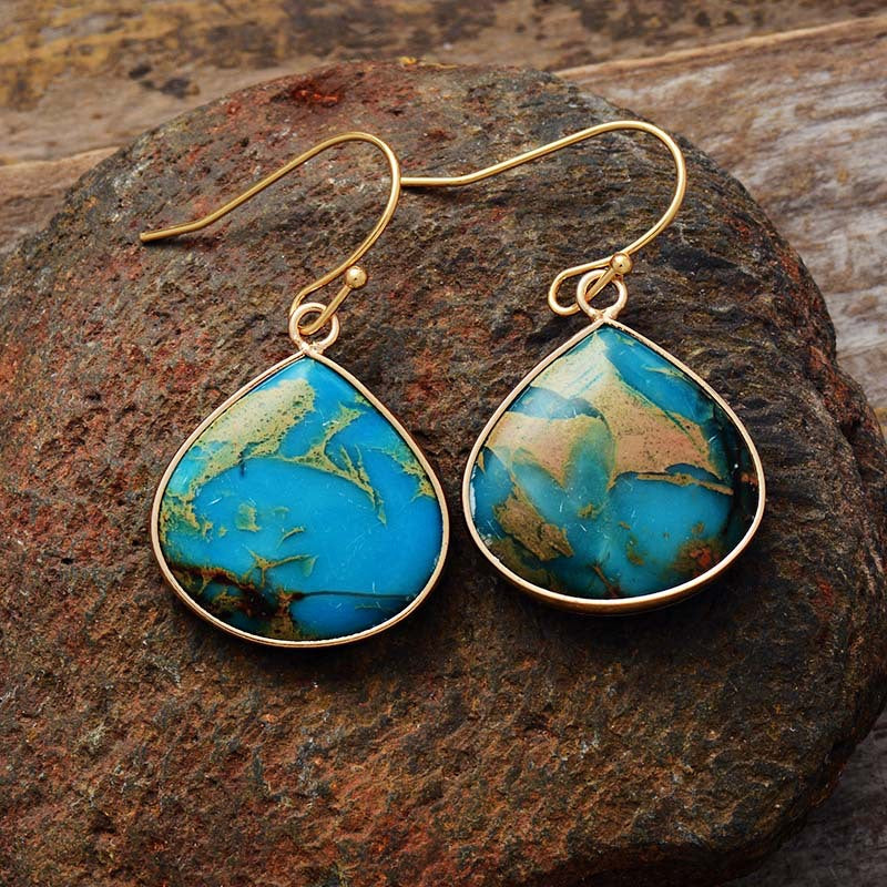 Gold-Plated Natural Stone Earrings 18K