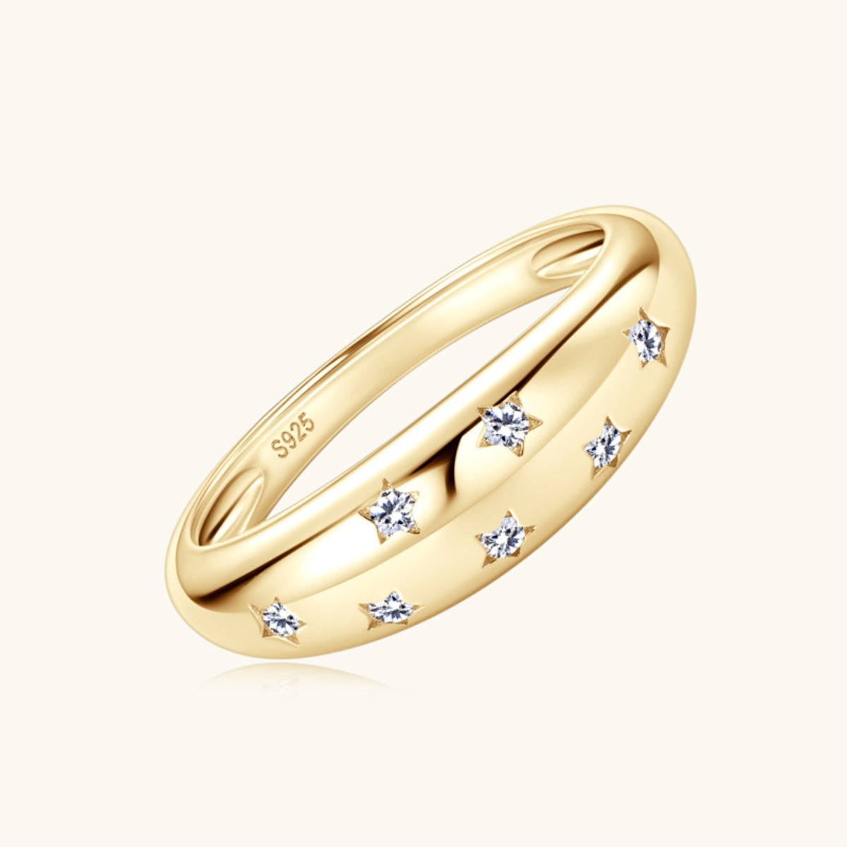 Sterling Silver 925 Inlaid Moissanite Star Ring