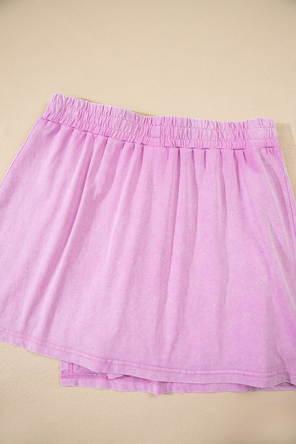 Light Pink Mineral Wash Sleeveless Top and Split Skort Set