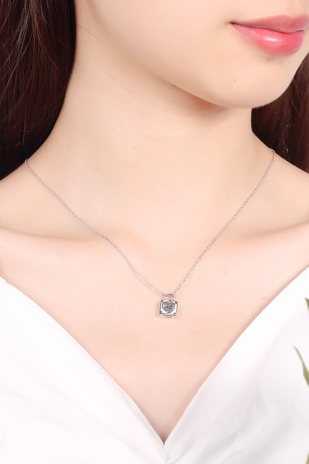 Moissanite Lock Adored Pendant Necklace