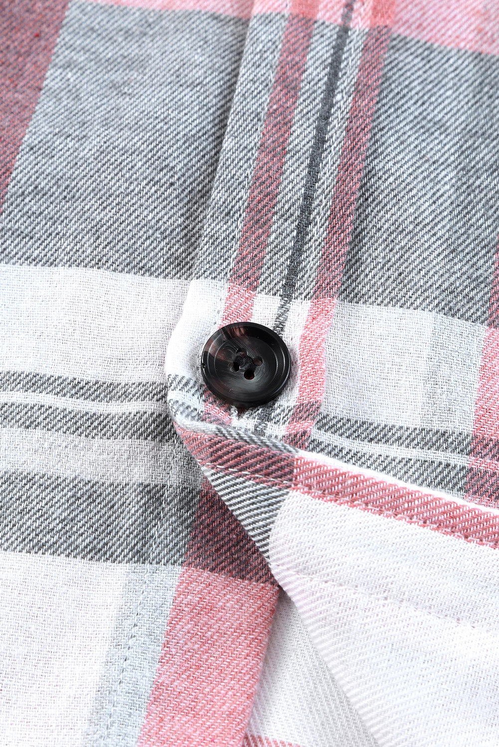 Pink Long Sleeve Collared Button Up Flannel Shacket