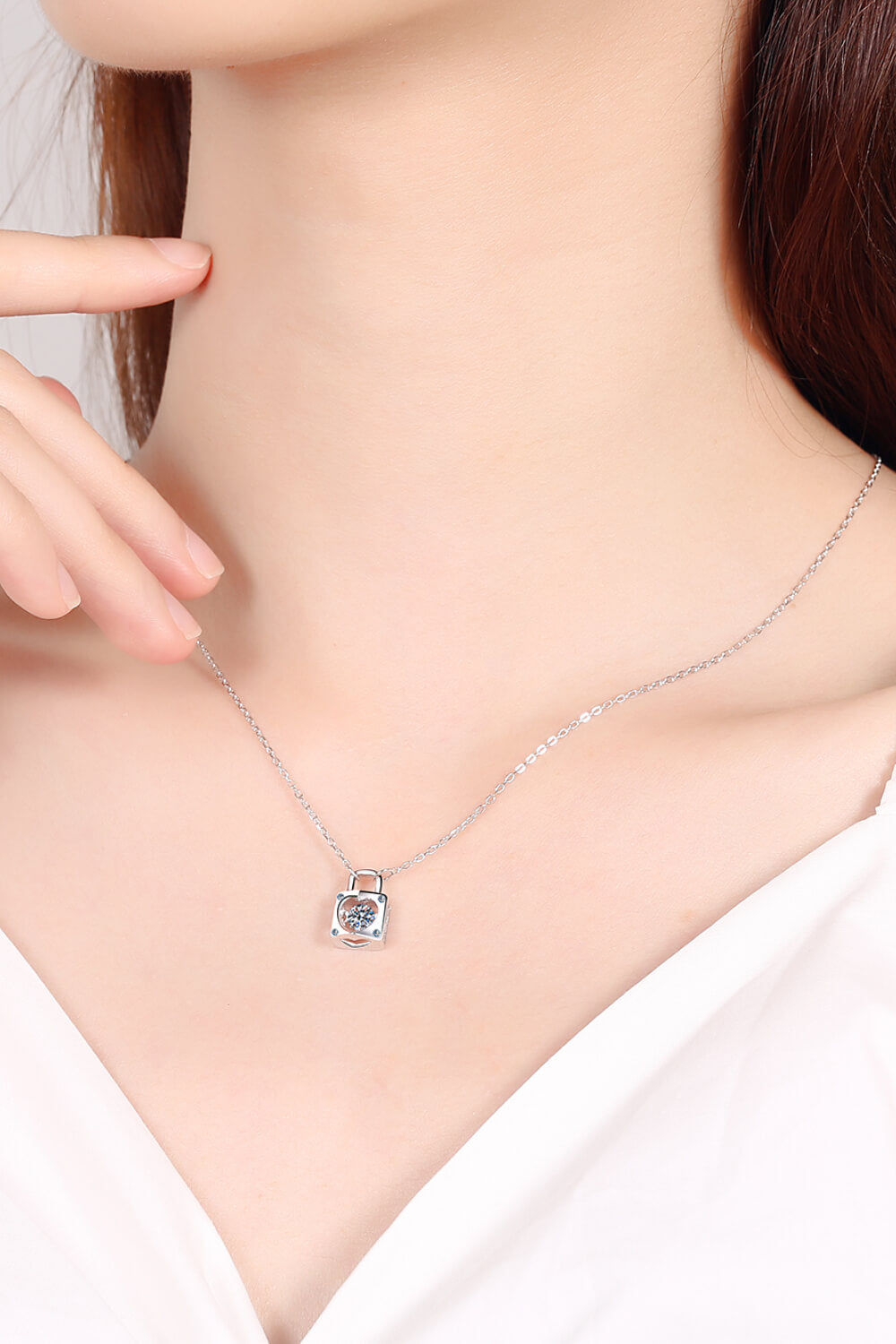 Moissanite Lock Adored Pendant Necklace