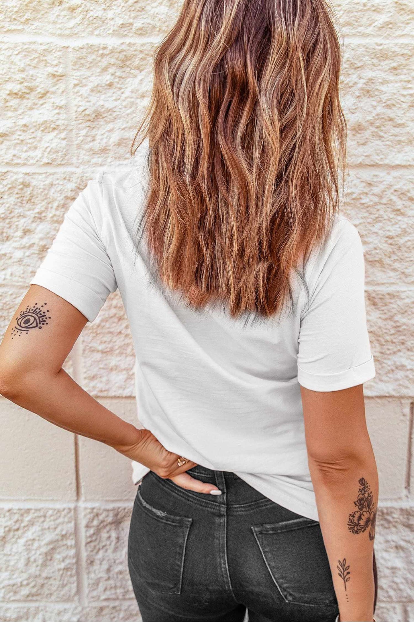 White Riding A Cheetah Cowboy Graphic Round Neck Casual Tee