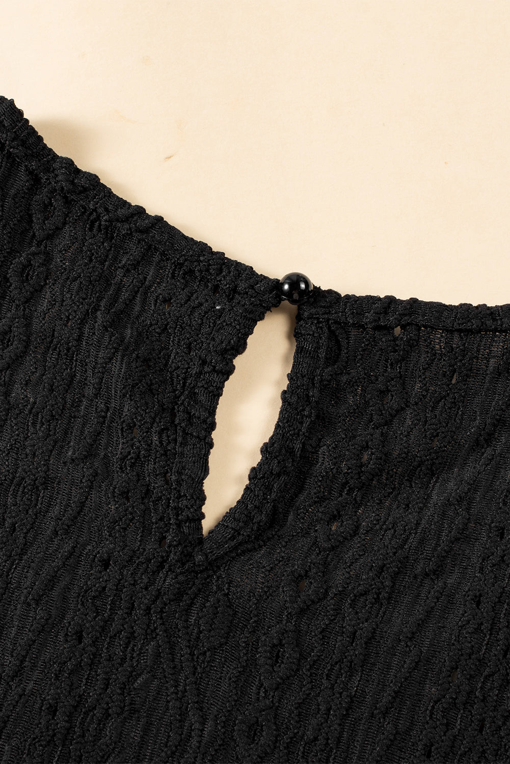 Black Guipure Lace Crochet Keyhole Back Sleeveless Shirt