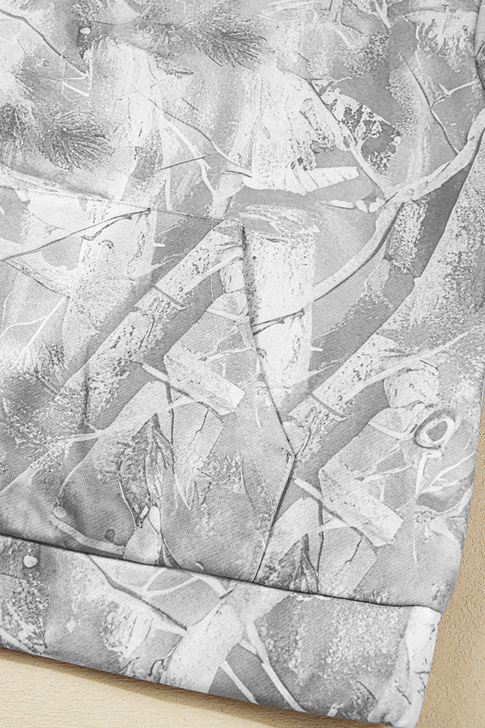 Light Pink Camouflage Plant Print Kangaroo Pocket Oversized Hoodie
