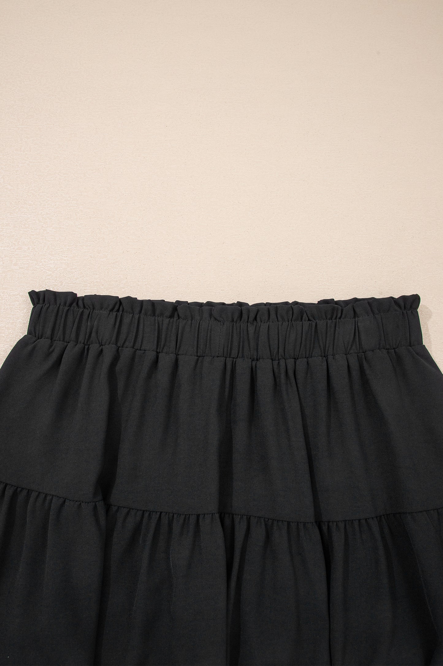Navy Blue Plus Size Frilled Elastic Waist Lace Trim Boho Ruffled Shorts