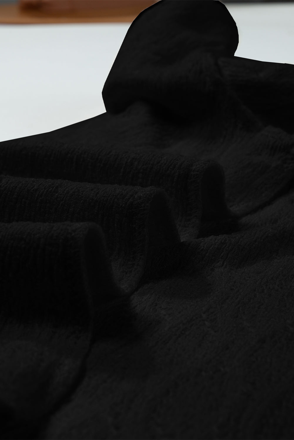 Lilac Solid Color Textured Notched Neck Puff Sleeve Blouse