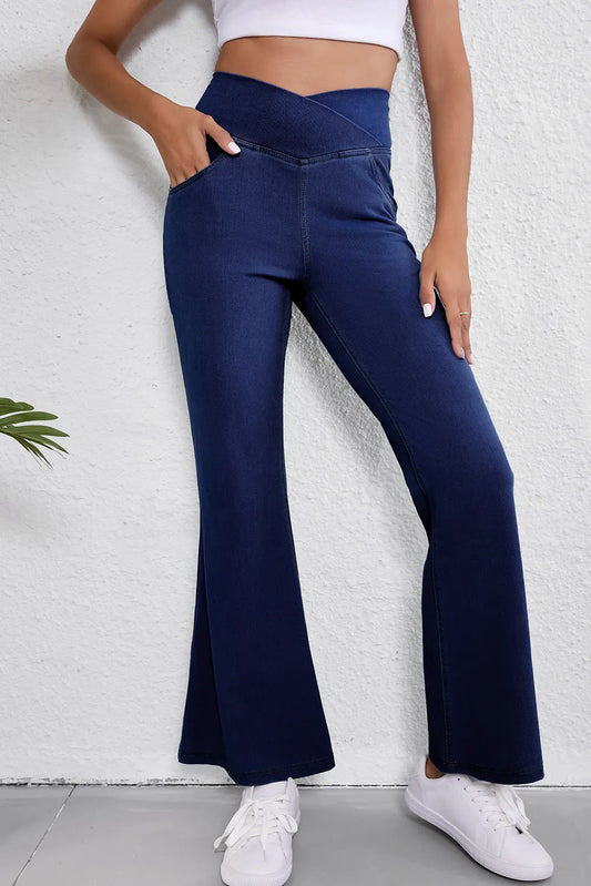 Asymmetric Waist Flare Jean Jeggings