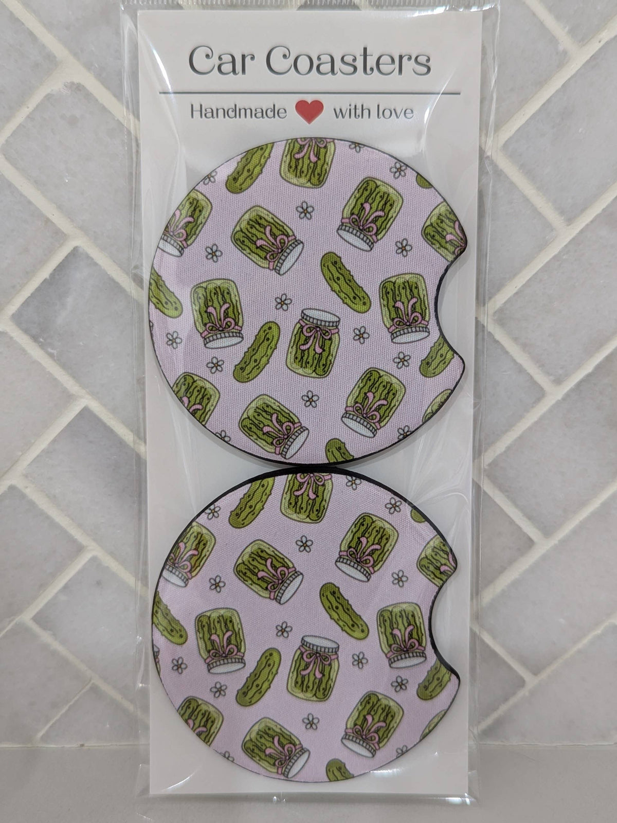 Pickle Lover Girls Coquette Car Coasters