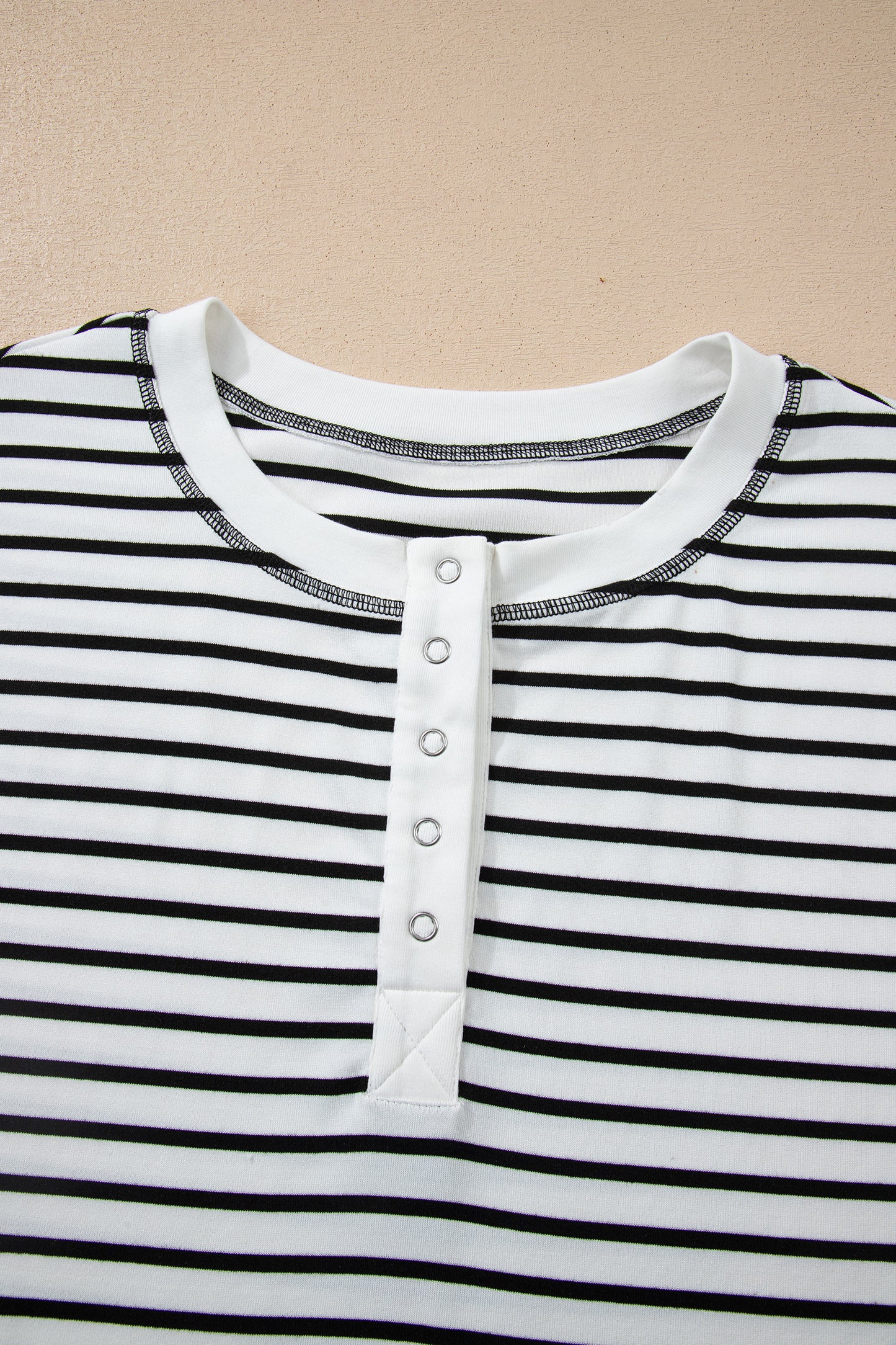 Black Stripe Half Buttons Top and Shorts Set