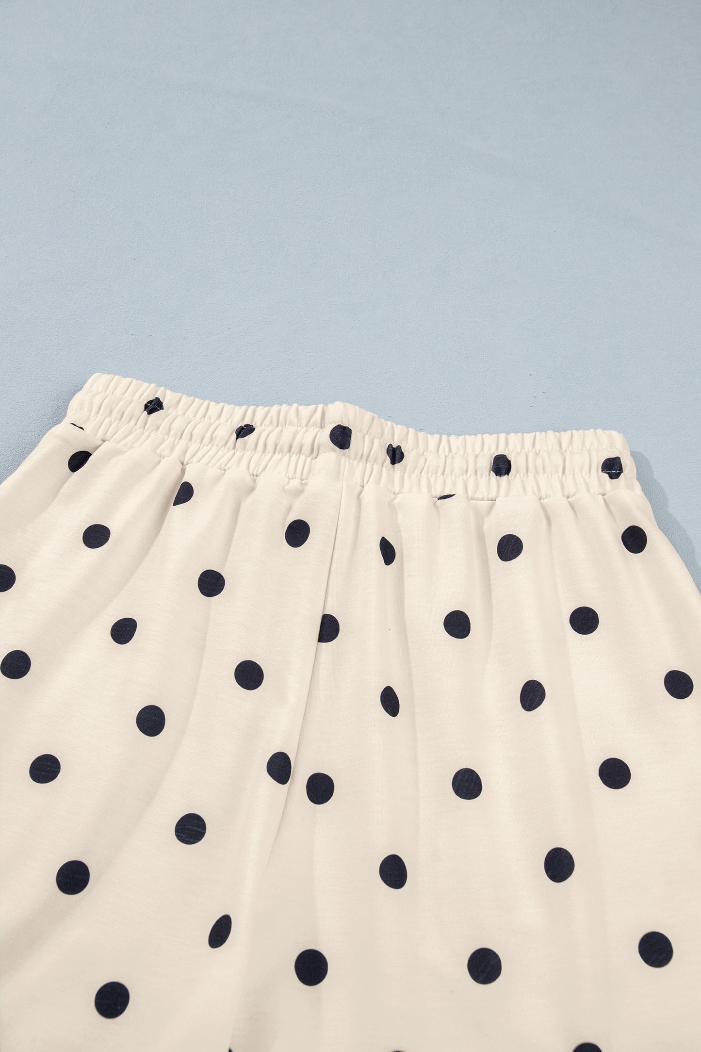 Black Exposed Seam Detail Polka Dot Loose Tee Drawstring Shorts Set