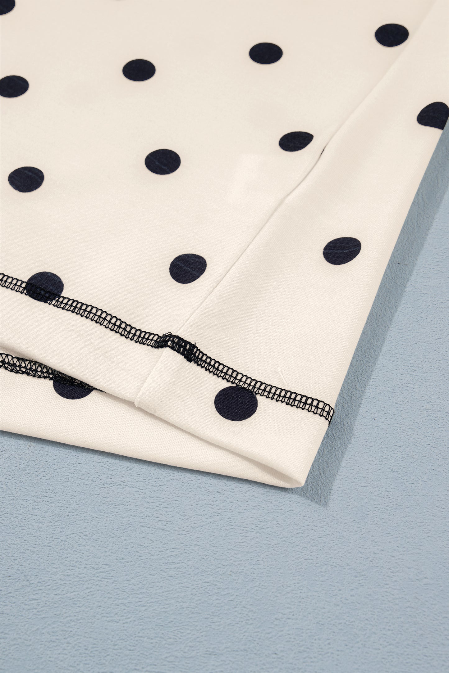 Black Exposed Seam Detail Polka Dot Loose Tee Drawstring Shorts Set