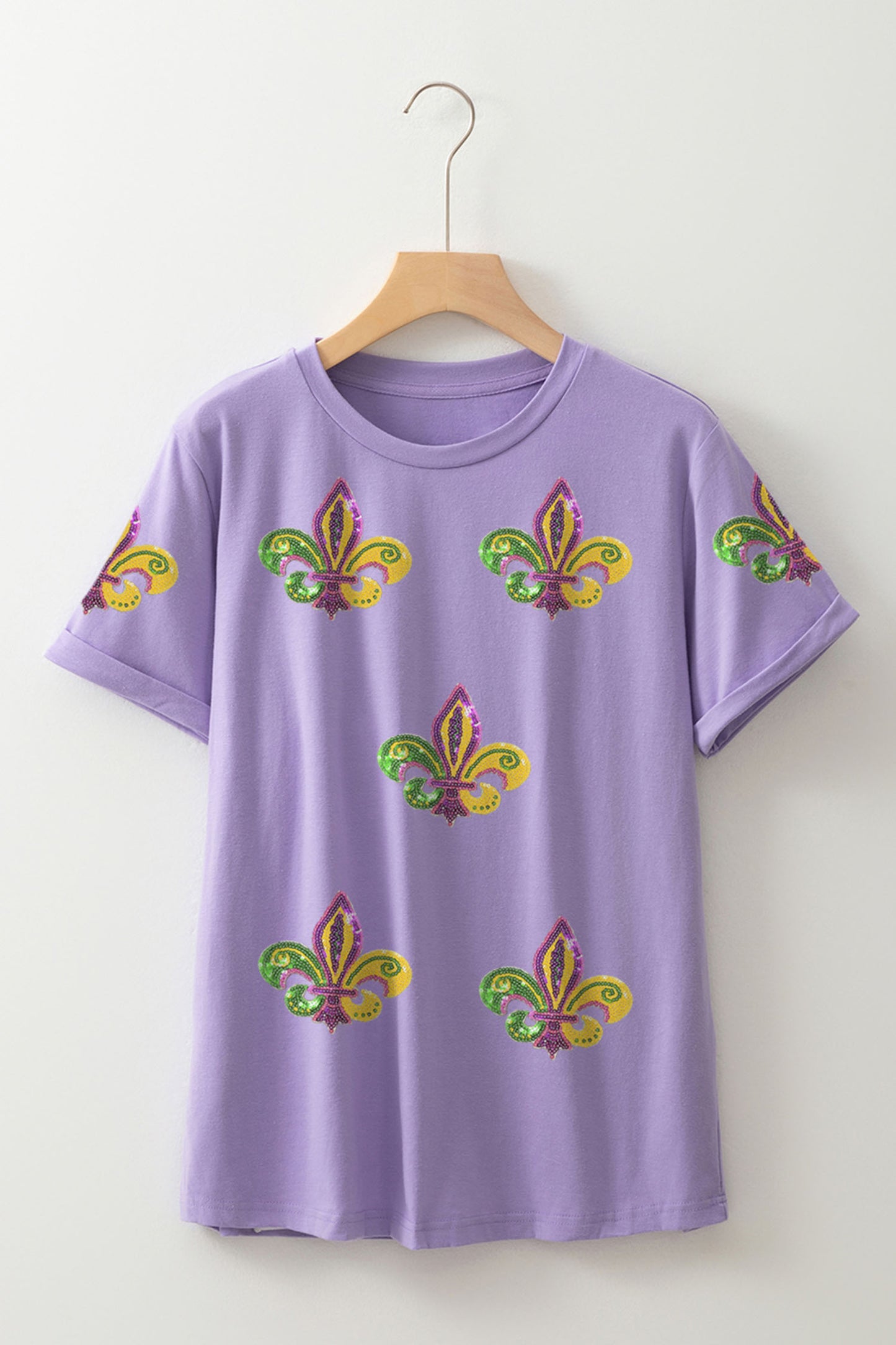 Wisteria Mardi Gras Sequined Pattern Holiday T Shirt